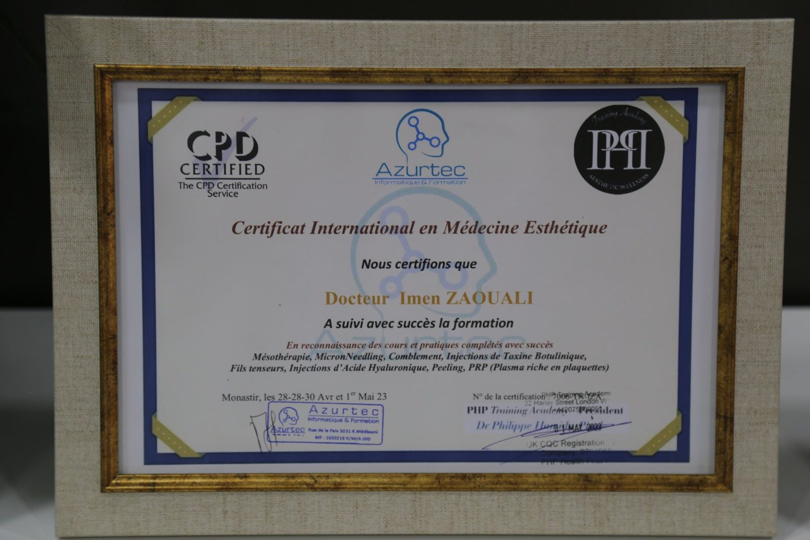 Certificat international en médecine esthétique